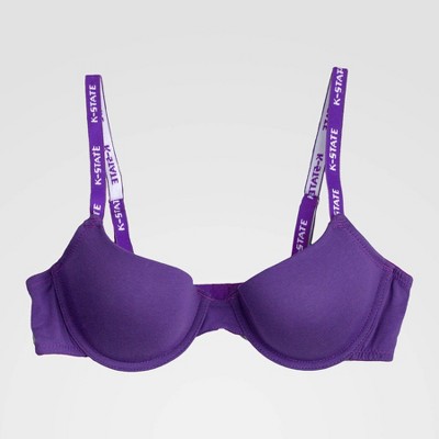 NCAA Kansas State Wildcats Demi Cup Bra with Logo Elastic - Purple 36C