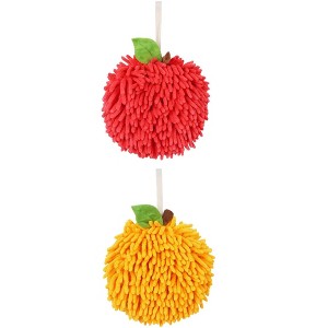 REGALWOVEN 2 Pack Soft Absorbent Chenille Fuzzy Ball Hand Towels for Bathroom Home Decor 6" x 6" - 1 of 4