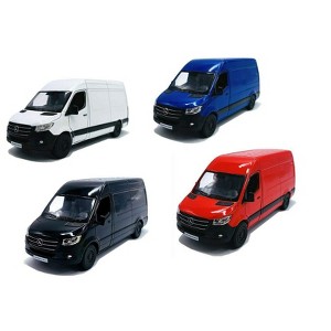 KiNSMART - Mercedes-Benz Sprinter Cargo Van, 1:48 O Scale Die Cast Metal Model Toy Van Pull-Back Action Set of 4 - 1 of 2