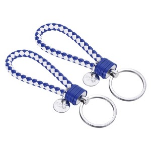 Unique Bargains Braided PU Leather Wallet Keychain with Stainless Steel Key Ring 2 Pcs - 1 of 3