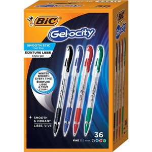 BIC Gelocity Smooth Gel Pens, Fine Point (0.5mm), Assorted Colors, For a Smooth Writing Experience, 36-Count Pack - 1 of 4