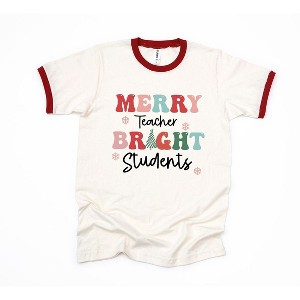 Simply Sage Market Women's Merry Teacher Bright Students Short Sleeve Ringer Tee - 1 of 3