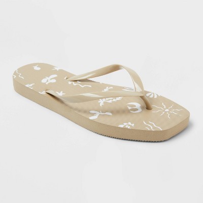 Women's Palmer Coastal Square Toe Flip Flops - Shade & Shore™ Tan
