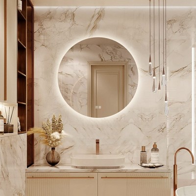 LOVMOR Led Mirror for Bathroom,Backlit Lighted,Anti-Fog, Dimmable, Vertical & Horizontal Mount