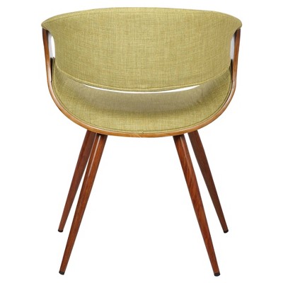 Green Faux Leather Walnut Wood Dining Chair