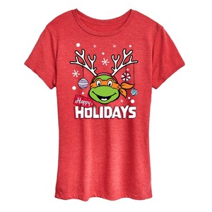 Women's - Teenage Mutant Ninja Turtles - Happy Holidays Short Sleeve Graphic T-Shirt - 1 of 4