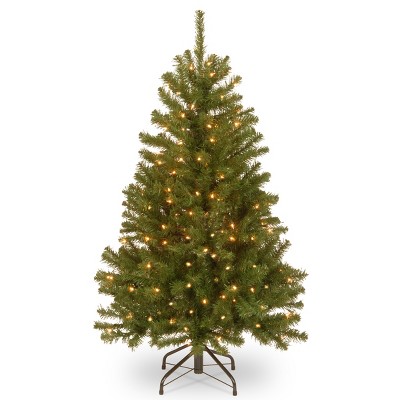 National Tree Company  Pre-Lit Artificial Full Christmas Tree, Green, North Valley Spruce, White Lights, Includes Stand, 4 Feet