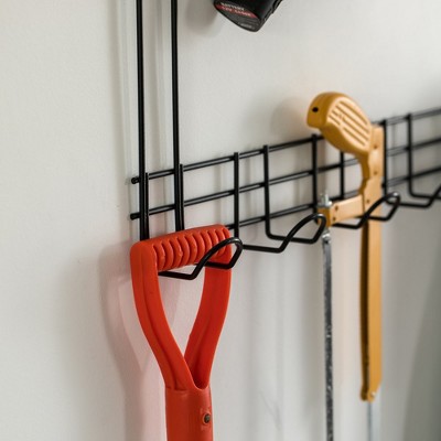 Black Steel Wall Mount Garden Tool Storage Rack