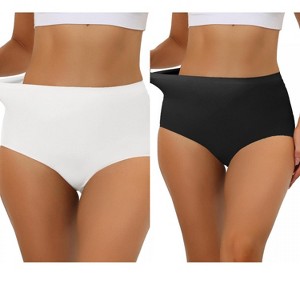 Allegra K Women's Elastic High Waist Unlined Breathable No-Show Hipster Underwear 2 Packs - 1 of 4