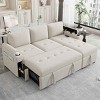 L-Shaped Sofa Bed with Reversible Chaise, Sofa with Pull-Out Sleepers and Storage Drawers, Chenille Sofa with Plywood Frame-Coolbibila - 3 of 4