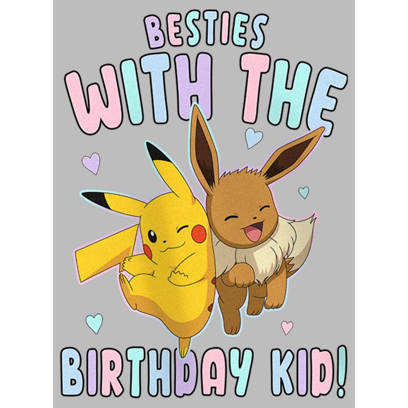 Girl's Pokemon Pikachu and Eevee Besties with the Birthday Kid T-Shirt, 2 of 6