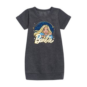 - Barbie - Hanukkah Doll Graphic Short Sleeve Fleece Dress - 1 of 2