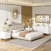 3-Drawer Wood Dresser w/Gold-Tone Handles - Bedroom Storage Chest for Closet & Nightstand Use - 3 of 4