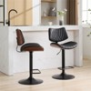 RISOKEYS Set of 2 Walnut Bentwood Bar Stools - Adjustable Counter Height Black Leather Upholstered 360° Swivel Bar Chairs for Dining Room - 4 of 4