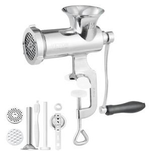 VEVOR Manual Meat Grinder, 304 Stainless Steel Hand Meat Grinder with Steel Table Clamp, Meat Mincer Sausage Maker & 2 Cutting Plates - 1 of 4