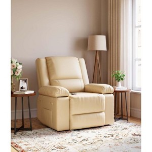 Electric Power Lift Recliner Chair with Heat & Massage - PU Leather Recliner for Elderly & Mobility Impaired, Adjustable Back and Legs - 1 of 4