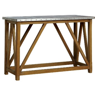 Trenton Industrial Iron Top Sofa Table Natural - HOMES: Inside + Out