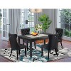 5-Piece Black Finish Solid Wood Top-Rectangular Upholstered Dining Room Set-Seats 4 - 2 of 4