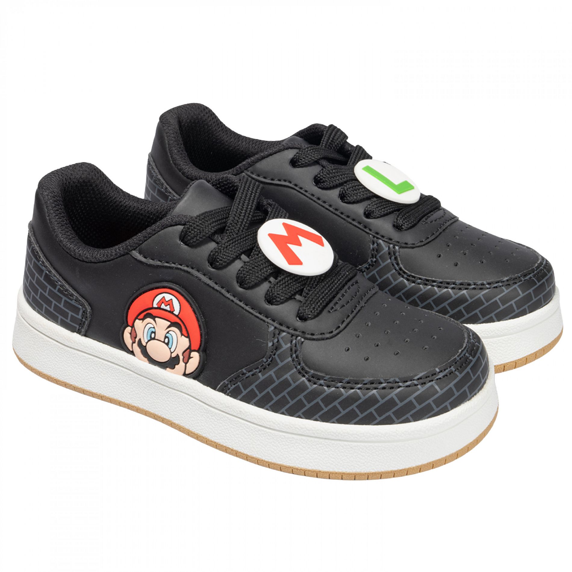 Kids Super Mario Bros Mario & Luigi Laced Low Cut Court Sneakers