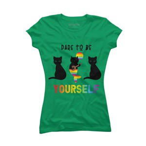 Adult Design By Humans Dare To Be Yourself Pride Cat Mermaid By Avocato T-Shirt - 1 of 2