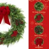 TruAIR 24 Inch Green Christmas Wreath ¨C Large Outdoor/Indoor Holiday Decor with Berries & Velvet Bow for Front Door/Window/Fireplace - 4 of 4