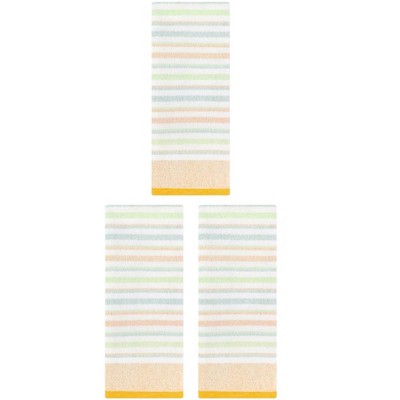 REGALWOVEN 3 Pack Striped Pattern Cotton Bathroom Decorative Hand Towels for Face Hair 13" x 27"