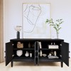 60-Inch Black Buffet Cabinet with Storage, Modern Wooden Accent Cabinet with 4 Doors and Square-Designed Handle - 2 of 4