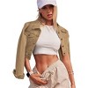 Zeagoo Women's Button Down Long Sleeve Cropped Denim Jean Jacket with Pockets - 4 of 4