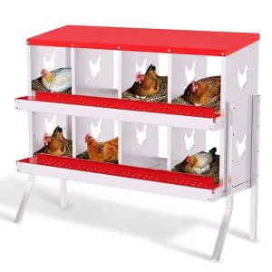 8-Hole Galvanized Chicken Nesting Box - Heavy Duty Egg Laying Box for Hens & Ducks | Rollout Egg Collection | Ventilated Design with Easy Access | - 1 of 4