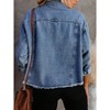 Mocamel Women's Spring and Autumn Single Breasted Fur Edge Denim Jacket Casual Style Light Blue Washable - 2 of 4