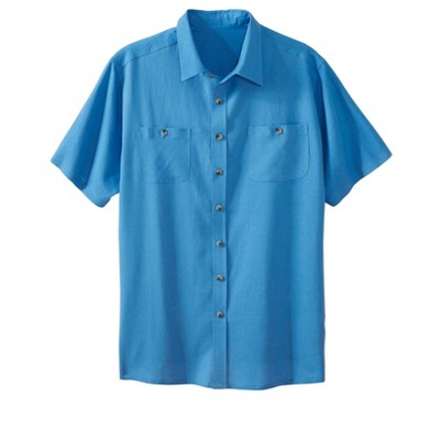 Kingsize Men's Big & Tall Short-sleeve Linen Shirt - Tall - Xl, Blue ...