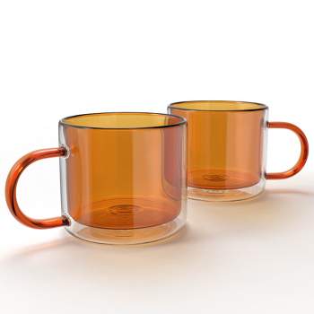 Le'raze Set Of 6 Clear Borosilicate Glass Coffee And Tea Mugs With