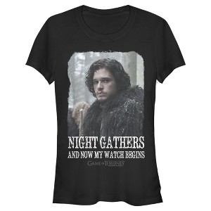 Juniors Womens Game of Thrones Jon Snow Watch Begins T-Shirt - 1 of 3