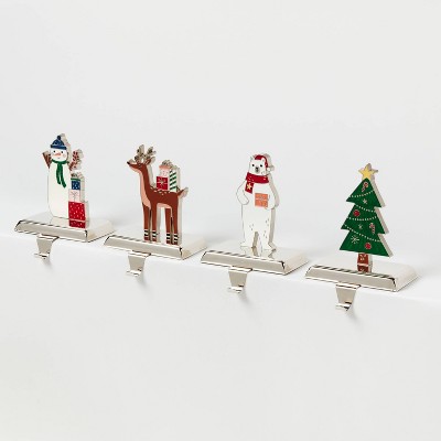 Image of 4pk Metal Holiday Character Christmas Stocking Holder Snowman/Tree/Deer/Polar Bear - Wondershop™