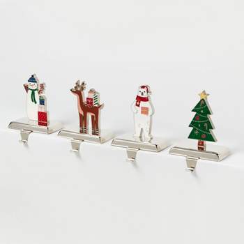 4pk Metal Holiday Character Christmas Stocking Holder Snowman/Tree/Deer/Polar Bear - Wondershop™