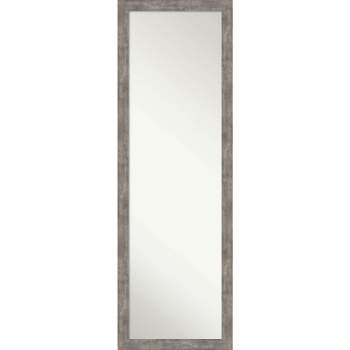 17" x 51" Non-Beveled Marred Pewter Wood on The Door Mirror - Amanti Art