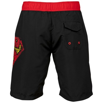Superman Mens Superman Symbol Black Swim Board Shorts - Medium (32-34) — фото 3