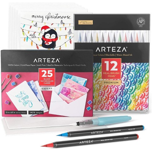 Arteza Blendable Ink Real Brush Tip Artist Brush Pens Set With