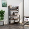 ORRD Kitchen Bakers Rack with Hutch, 32” 5-Tier Microwave Stand with Shelves & Hooks, Rustic Brown Freestanding Storage Organizer - 4 of 4