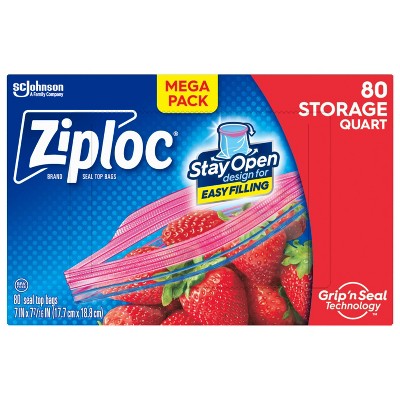 Ziploc Storage Quart Bags with Grip 'n Seal Technology - 80ct