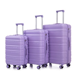 Lyngins 3-Piece Family Hardside Luggage Set – 20" Carry on Luggage, 24" & 28" Suitcases with 360° Silent Spinner Wheels, Waterproof ABS Hard Shell, - 1 of 4