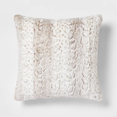 Cheer Collection Embossed Faux Fur Throw Pillows 18 x 18 Snow