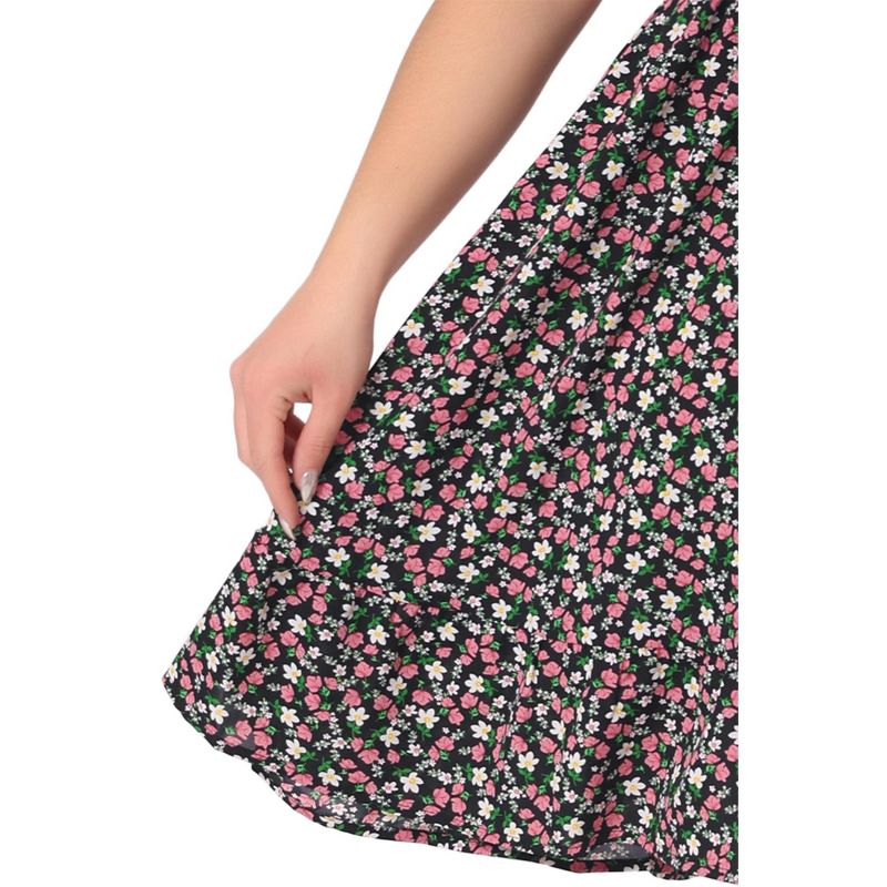 Agnes Orinda Women's Plus Size Sweetheart Neck Back Tie Ruffle Cap Sleeve Summer Floral Mini Sundresses, 5 of 6