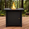 30" Propane Gas Fire Pit Table, 50,000 BTU Outdoor Square Firepit with Lid & Lava Rocks, Steel Patio Fire Table for Deck, Garden, Backyard - Black - 4 of 4