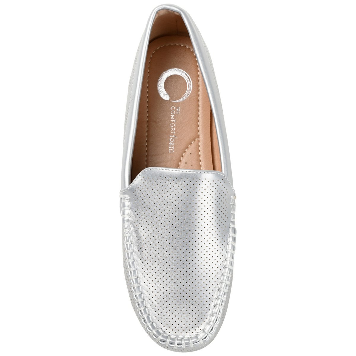 Женские туфли Journee Collection Women's Halsey Comfort Insole Slip On Round Toe Loafer Flats Silver 10WD — фото 4