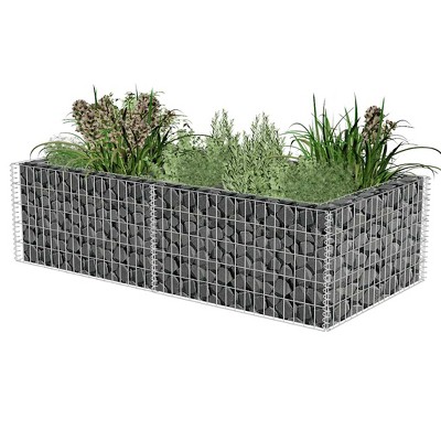 VidaXL Gabion Planter Galvanised Steel 71Inchx35.4Inchx19.7Inch
