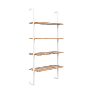 64" Wood and Metal 4 Tier Wall Mount Floating Bookshelf - Nathan James - 1 of 3