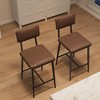Set of 2 Upholstered Bar Stools - Counter Height Bar Chairs with Backrest, Footrest, Thick Cushion & Sturdy Metal Legs for Kitchen Island & Home Bar - 3 of 4