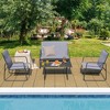 Tangkula 4PCS Metal Outdoor Conversation Set Patio Furniture Set w/ Glass Table - 2 of 4