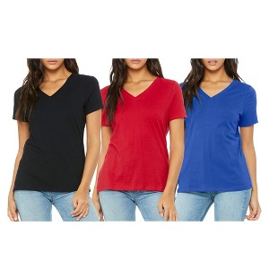Blue Ice  Women's Loose Fitting  Short Sleeve V-Neck Tee- 3 Pack - 1 of 1
